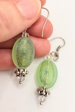 ORECCHINI GALAXY semplici. Orecchini verdi, vintage, con disegno galassia.