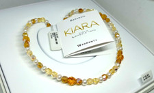 COLLANA DONNA PERLE CRISTALLI AMBRA E QUARZO KIARA CIELO VENEZIA,LUNGHEZZA 42 Cm