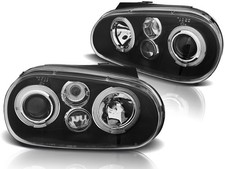 Faro proiettore Angel Eyes a led per vw golf 4 97-03 nero