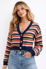 Cardigan maglione maglia righe