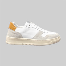 Sneakers Scarpe ML Uomo Pelle Camoscio Bianco Senape Made in Italy