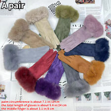 Donna Camoscio Sintetico Guanti Inverno Guida Touchscreen Bordo IN Pelliccia