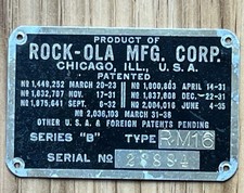 vintage rock-ola mfg  id tag