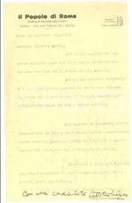 1934 IL POPOLO DI ROMA Lettera Attilio CREPAS su questioni familiari - AUTOGRAFO