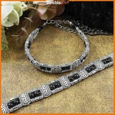 Bracciale Tibetano Nero da Uomo Donna Braccialetto Regolabile Etnico con Perline