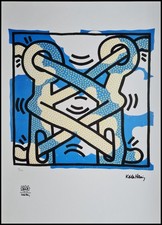 Keith Haring Arte Attack On Aids 70 X 50 CM Firmato Lithograph Limited #29/150