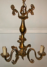 antico raro lampadario lampione bronzo dorato 3 luci x ingresso studio negozio