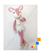Peluche/Doudou Ava Biche Rose Blanc Fourrure Cœur Doré Or 35cm Les Kalines Kaloo