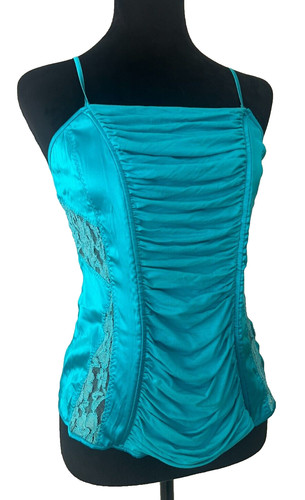 Top corsetto seta turchese