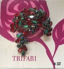 Trifari, magnifica spilla vgt design 1961 in lega trifanium silvertone