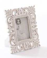PORTAFOTO CORNICE shabby legno appoggio bianco INTAGLIATA 32X37 bomboniera casa