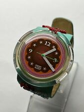 Orologio SWATCH Pop SOUPE DE POISSON (PWZ106)-Condiz.TOP!-Ø45mm-Perle-Pelle