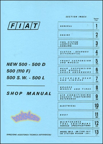 Fiat 500 negozio manuale libro - 500,