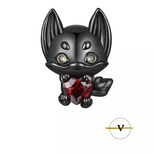 Charm volpe nera - nera, cuore