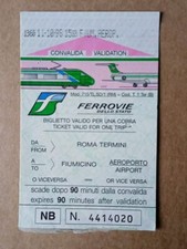 Biglietto Treno viaggio Roma Termini verso Fiumicino. Ferrovie dello Stato. 1998