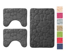 NEW Set 3 pz Tappetini TAPPETO da bagno antiscivolo Cuori Sassi Tappeti Memory
