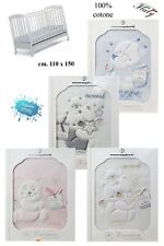 Copertina neonati culla/lettino 100% cotone piquet ricamato NAZARENO GABRIELLI