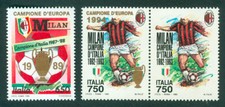 I FRANCOBOLLI MILAN CAMPIONE D'EUROPA "ORO" 1989 E 1994
