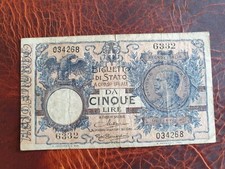 banconota Italia 5 lire 1881