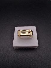 Anello in oro 9 kt con sigillo e diamanti rettangolare zingaro unisex uomo donna 