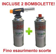 CANNELLO MINI BRUCIATORE TORCIA SALDATORE GAS FIAMMA OSSIDRICA + 2 CARTUCCE GAS 