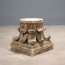 Capitello Antico Gesso Decorazioni Foglie Acanto XIX Secolo Originale