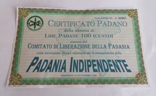 CERTIFICATO PADANO 100 lire