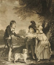 C. Wilkin (1750-1814), I bambini aiutano i mendicanti, acquaforte romantica politica