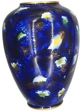 Vaso in porcellana Wallendorf - blu intenso con accenti dorati e bianchi