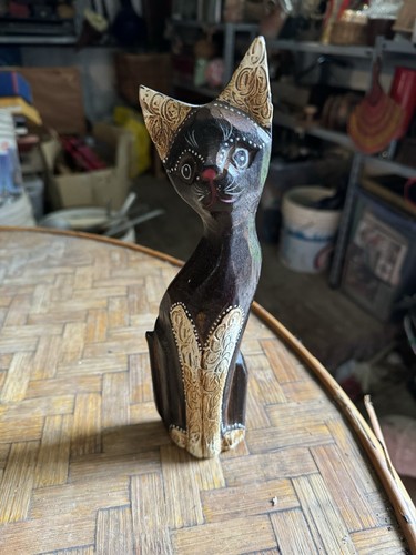 Statuina legno gatto - statuina,