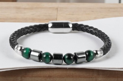 Bracciale acciaio pelle con - pelle,