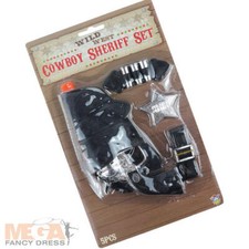 Fondina pistola cowboy adulto 5 pezzi Wild West accessorio costume uomo
