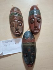 3 Maschere Tribali Africane in legno  – 20 cm – Arte etnica