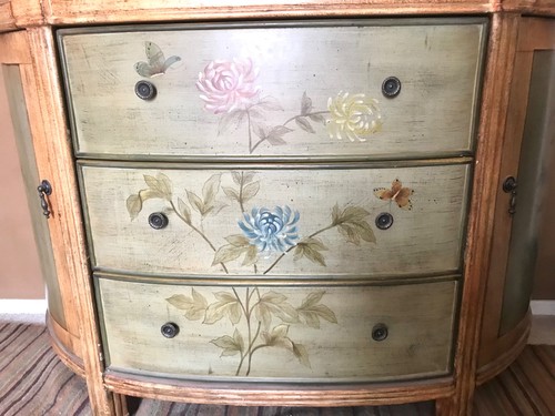 Hand painted floral credenza - floral,