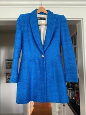 ZARA Blazer lungo in tweed blu