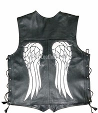 Gilet in pelle nera da