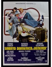 manifesto SABATO DOMENICA adriano celentano lino banfi edwige fenech A391