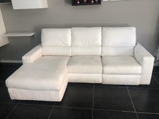 Divano poltrone e sofàcon penisola e poltrona relax elettrica – bianco alcantara