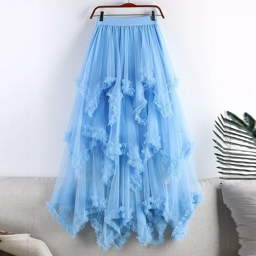 Gonna lunga tulle azzurra - gonna,