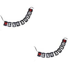 2 pezzi Striscione di carta IMPEGNATO bomboniere matrimonio festa (nero) carta bunting