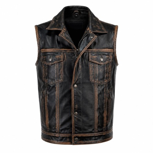 Gilet biker pelle - da, uomo