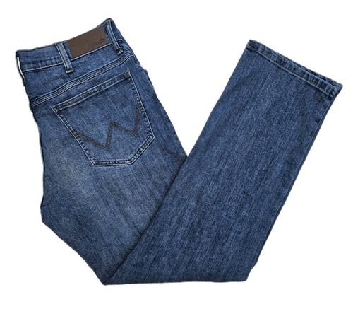 Jeans wrangler mid wash blu - jeans,