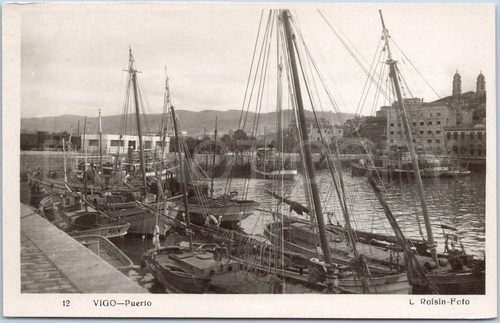 Rppc vintage postcard harbor - vintage,