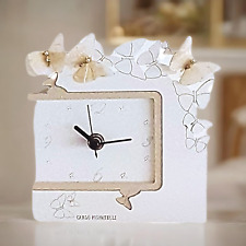 Grande orologio tavolo legno bianco decoro minimal farfalle analogico 2 misure