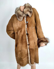 Cappotto Montone shearling donna tg.42 Umberto Olivieri manicotti pelliccia -53P