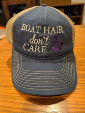 Boat Hair Dont Care Snapback Mesh Cap Hat Blue Tan The Game One Size Fits All