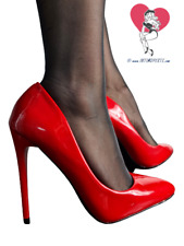 Decoltè Pumps Vernice Rosse Lucide Lack Pumps Tacco Alto a Spillo 12 cm  -37-