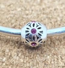 Autentico ciondolo in argento sterling 925 margherita rosa cristallo swarovski perline