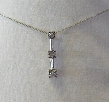 NEW 14Kt White Gold .15 Ct Illusion-Head Diamond Past-Pres-Fut 18"Necklace 1.8 g