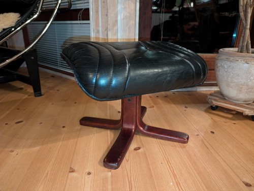 Sgabello pelle vintage 60er - pelle,